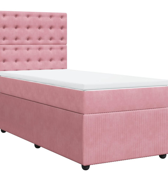 Boxspringbett mit Matratze Rosa 80x200 cm Samt