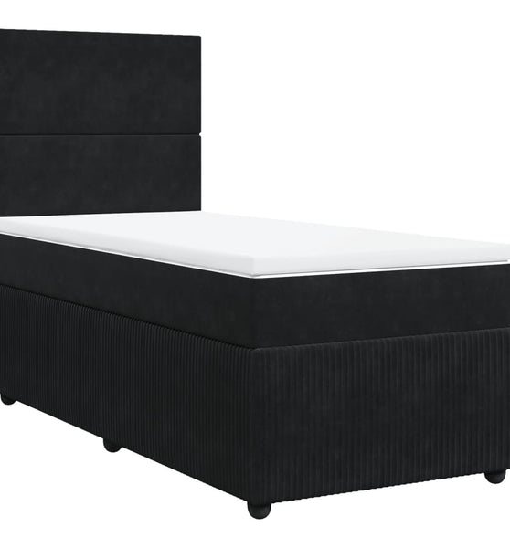 Boxspringbett mit Matratze Schwarz 90x190 cm Samt