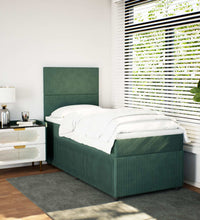 Boxspringbett mit Matratze Dunkelgrün 90x190 cm Samt