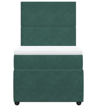 Boxspringbett mit Matratze Dunkelgrün 90x190 cm Samt