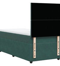 Boxspringbett mit Matratze Dunkelgrün 90x190 cm Samt
