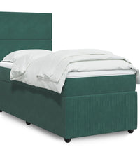 Boxspringbett mit Matratze Dunkelgrün 90x190 cm Samt