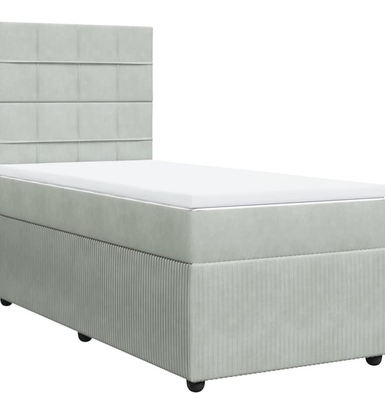 Boxspringbett mit Matratze Hellgrau 90x190 cm Samt