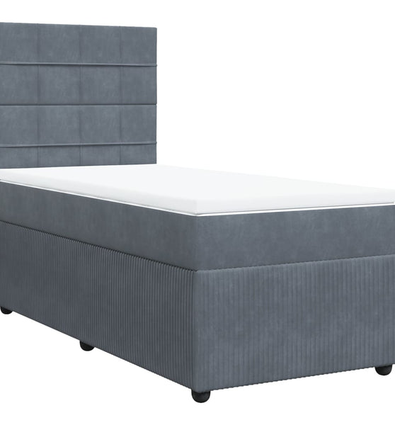 Boxspringbett mit Matratze Dunkelgrau 90x190 cm Samt