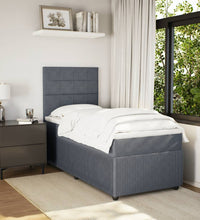 Boxspringbett mit Matratze Dunkelgrau 90x190 cm Samt