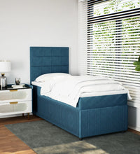 Boxspringbett mit Matratze Dunkelblau 90x190 cm Samt