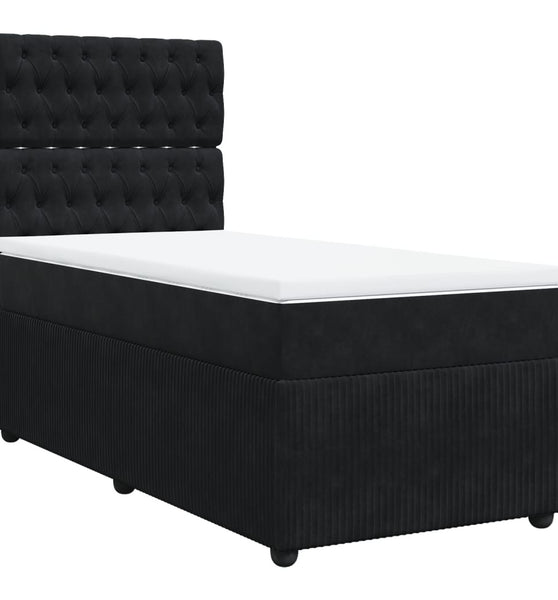 Boxspringbett mit Matratze Schwarz 90x190 cm Samt