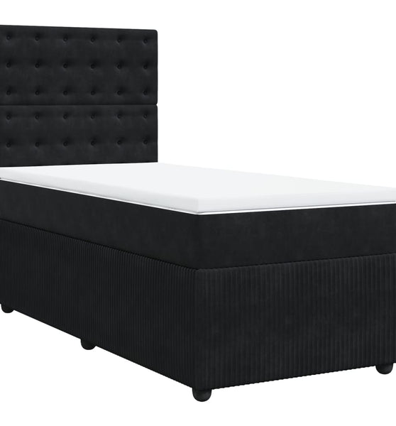 Boxspringbett mit Matratze Schwarz 90x190 cm Samt