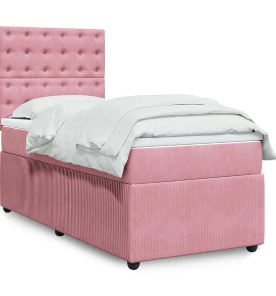 Boxspringbett mit Matratze Rosa 90x190 cm Samt