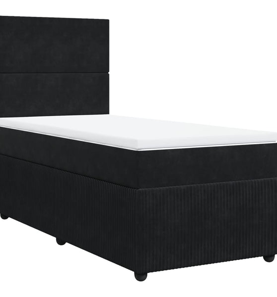 Boxspringbett mit Matratze Schwarz 90x200 cm Samt