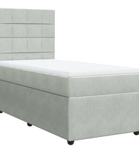 Boxspringbett mit Matratze Hellgrau 90x200 cm Samt