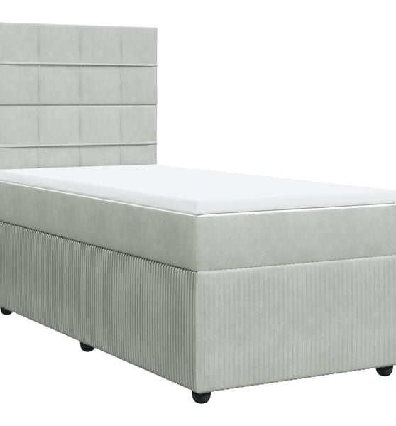 Boxspringbett mit Matratze Hellgrau 90x200 cm Samt