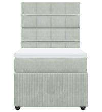 Boxspringbett mit Matratze Hellgrau 90x200 cm Samt