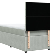Boxspringbett mit Matratze Hellgrau 90x200 cm Samt