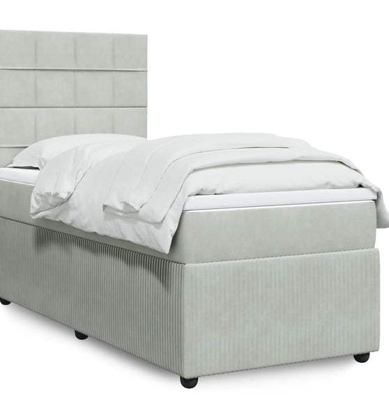 Boxspringbett mit Matratze Hellgrau 90x200 cm Samt