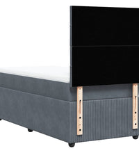 Boxspringbett mit Matratze Dunkelgrau 90x200 cm Samt