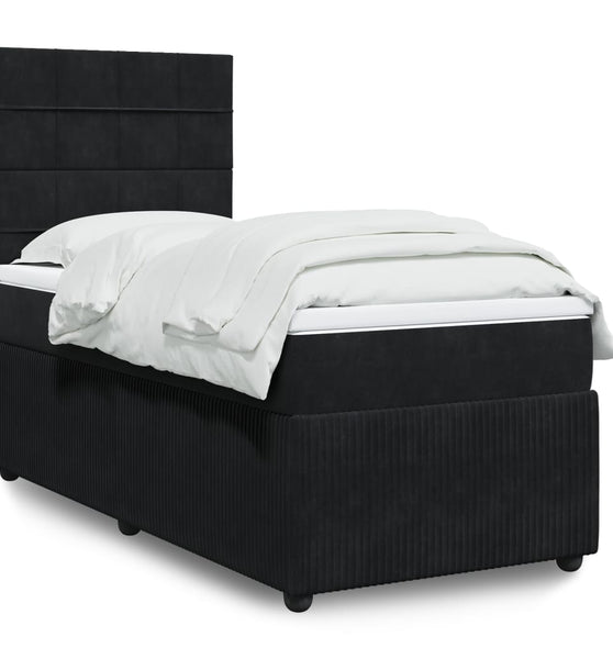 Boxspringbett mit Matratze Schwarz 90x200 cm Samt
