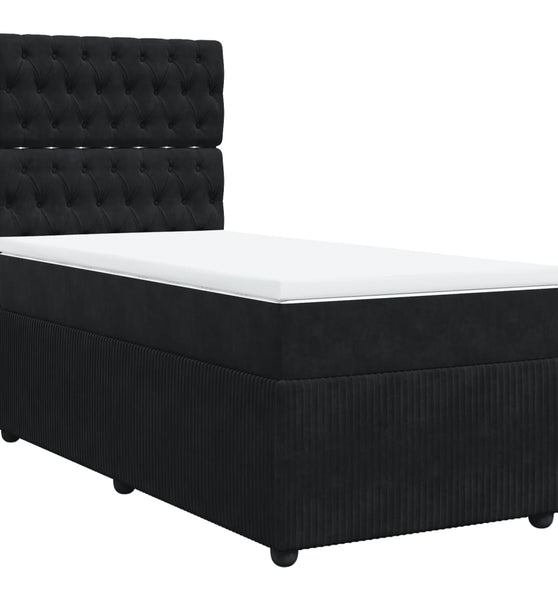 Boxspringbett mit Matratze Schwarz 90x200 cm Samt