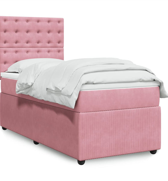 Boxspringbett mit Matratze Rosa 90x200 cm Samt
