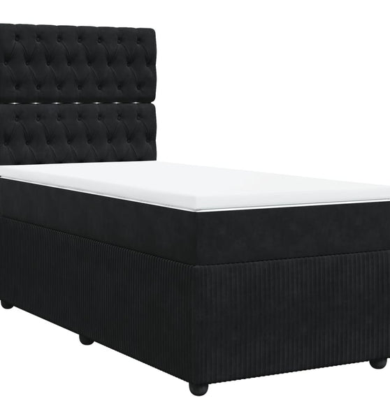 Boxspringbett mit Matratze Schwarz 100x200 cm Samt