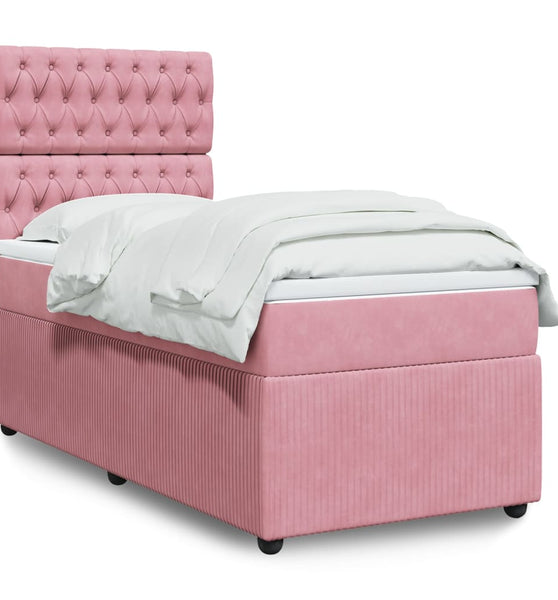 Boxspringbett mit Matratze Rosa 100x200 cm Samt