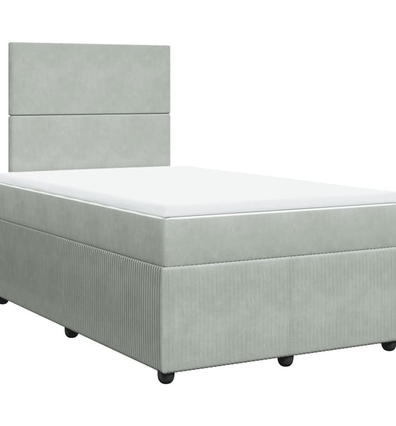 Boxspringbett mit Matratze Hellgrau 120x190 cm Samt
