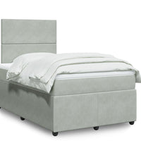 Boxspringbett mit Matratze Hellgrau 120x190 cm Samt