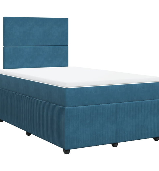 Boxspringbett mit Matratze Dunkelblau 120x190 cm Samt