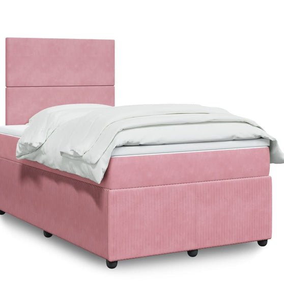 Boxspringbett mit Matratze Rosa 120x190 cm Samt