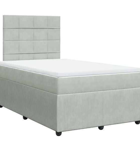 Boxspringbett mit Matratze Hellgrau 120x190 cm Samt