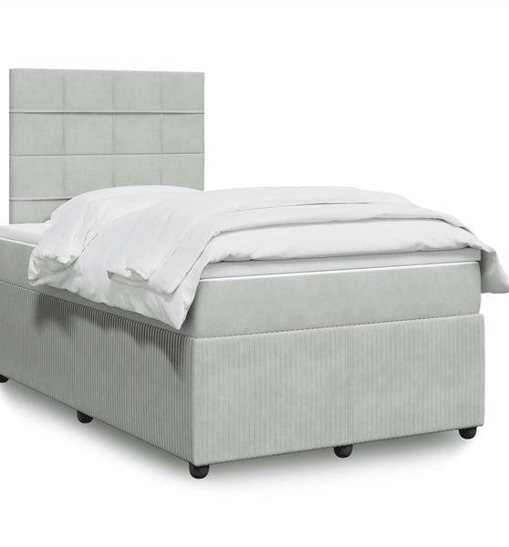 Boxspringbett mit Matratze Hellgrau 120x190 cm Samt