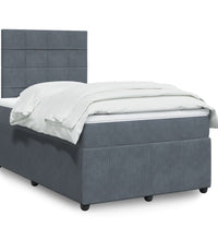 Boxspringbett mit Matratze Dunkelgrau 120x190 cm Samt