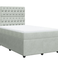 Boxspringbett mit Matratze Hellgrau 120x190 cm Samt