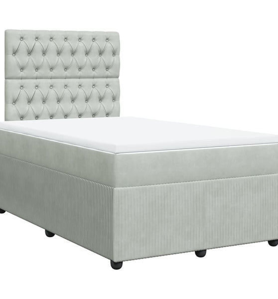 Boxspringbett mit Matratze Hellgrau 120x190 cm Samt