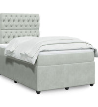 Boxspringbett mit Matratze Hellgrau 120x190 cm Samt