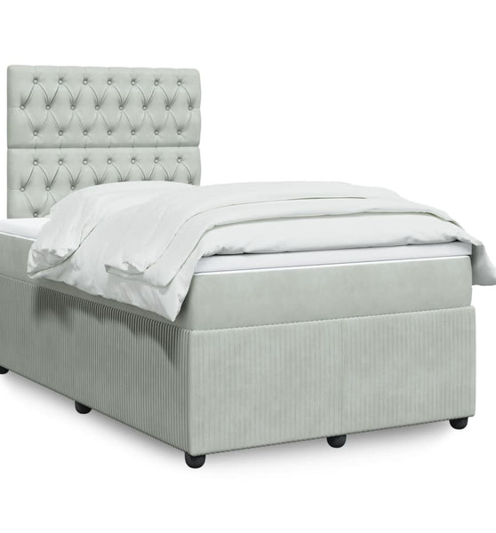 Boxspringbett mit Matratze Hellgrau 120x190 cm Samt