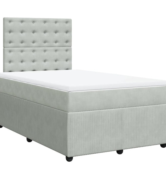 Boxspringbett mit Matratze Hellgrau 120x190 cm Samt