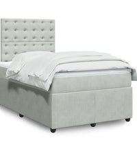 Boxspringbett mit Matratze Hellgrau 120x190 cm Samt