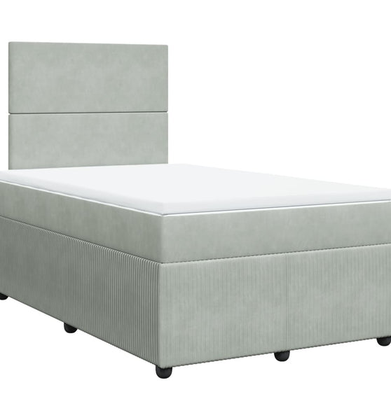 Boxspringbett mit Matratze Hellgrau 120x200 cm Samt