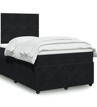 Boxspringbett mit Matratze Schwarz 120x200 cm Samt