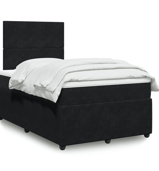 Boxspringbett mit Matratze Schwarz 120x200 cm Samt