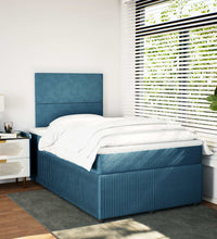 Boxspringbett mit Matratze Dunkelblau 120x200 cm Samt