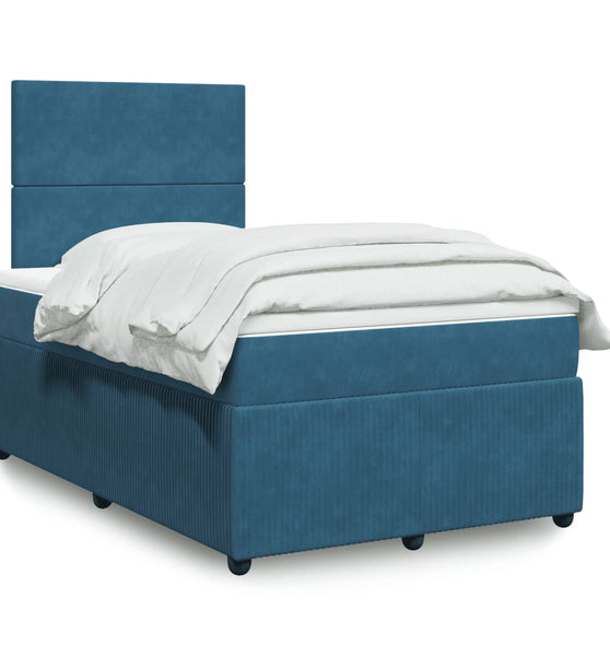 Boxspringbett mit Matratze Dunkelblau 120x200 cm Samt