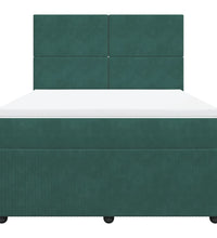 Boxspringbett mit Matratze Dunkelgrün 140x200 cm Samt