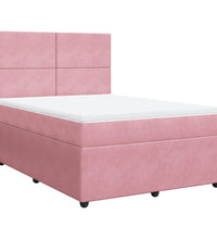 Boxspringbett mit Matratze Rosa 140x200 cm Samt