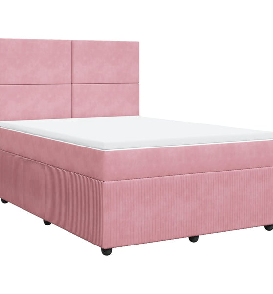 Boxspringbett mit Matratze Rosa 140x200 cm Samt