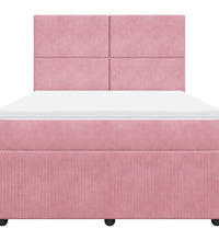 Boxspringbett mit Matratze Rosa 140x200 cm Samt