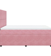 Boxspringbett mit Matratze Rosa 140x200 cm Samt