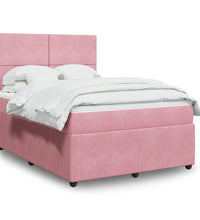 Boxspringbett mit Matratze Rosa 140x200 cm Samt
