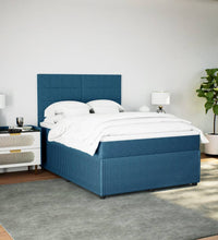 Boxspringbett mit Matratze Dunkelblau 140x200 cm Samt